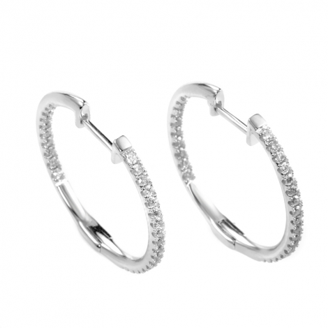 LB Exclusive 14K White Gold .50 Carat VS1 G Color Diamond Inside and Out Hoop Earrings