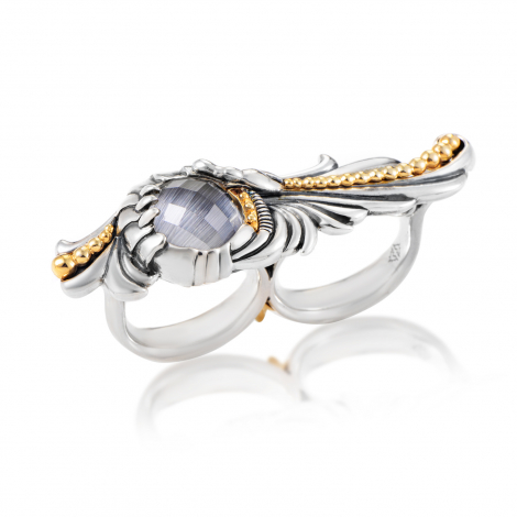 Stephen Webster Jewels Verne Sterling Silver Gemstone Two-Finger Ring