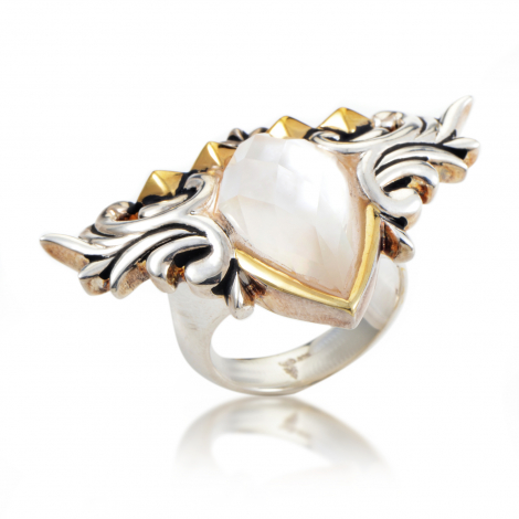 Stephen Webster Superstud Baroque Sterling Silver Mother of Pearl & Quartz Ring