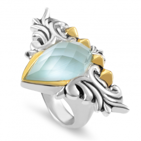 Stephen Webster Superstud Baroque Gold Tone Silver Cat's Eye and Quartz Ring