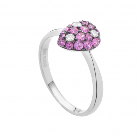 18K White Gold Diamond Ruby Ring