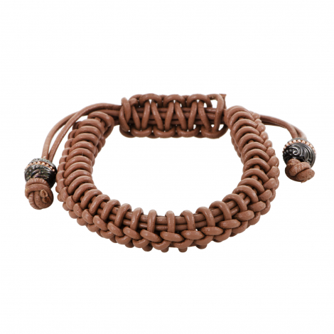 Stephen Webster No Regrets Silver Tipped Woven Leather Brown Bracelet