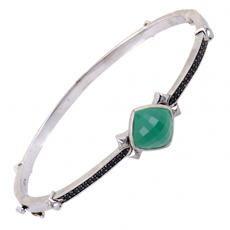 Stephen Webster Superstud Silver Black Sapphire Chrysoprase and Quartz Bangle