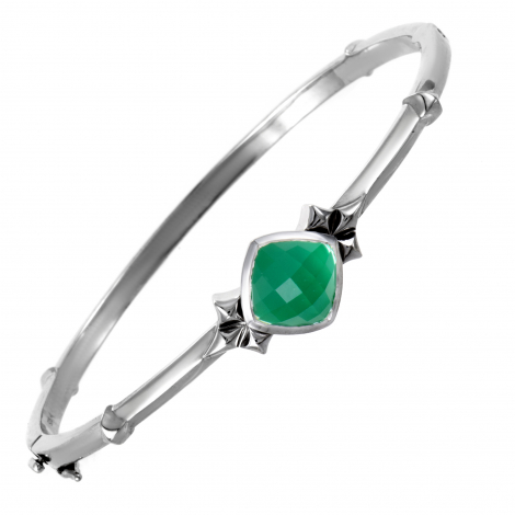 Stephen Webster Superstud Silver Quartz and Chrysoprase Bangle Bracelet