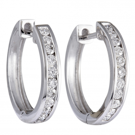 ~.50ct Small 14K White Gold Diamond Hoop Earrings 