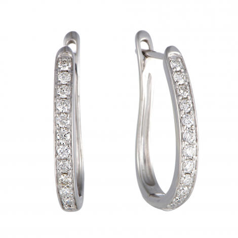 ~.50ct 14K White Gold Diamond Oval Hoop Earrings