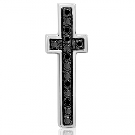 Pianegonda Sterling Silver and Black Diamond Crucifix Tie Pin