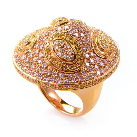 18K Rose Gold White and Yellow Diamond Ring CRR8978