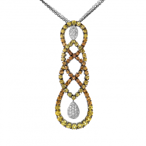 Salavetti 18K White Gold Multi Sapphire and Diamond Necklace SALAG01-080612