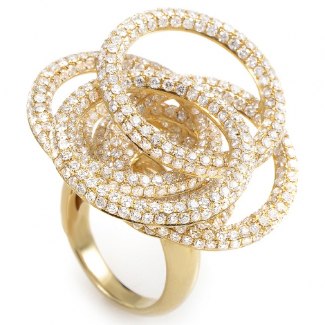 18K Yellow Gold Diamond Circles Ring CRR8130