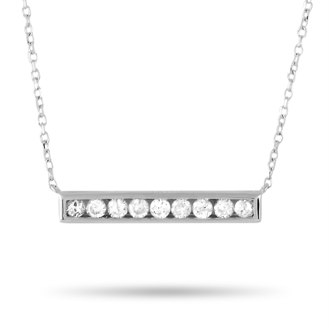 LB Exclusive 14K White Gold 0.25ct Diamond Bar Necklace