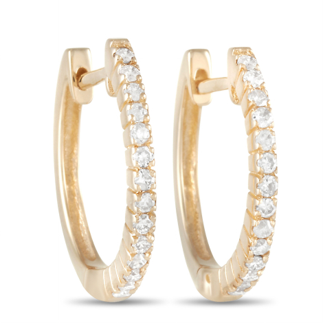 LB Exclusive 14K Yellow Gold 0.27ct Diamond Hoop Earrings