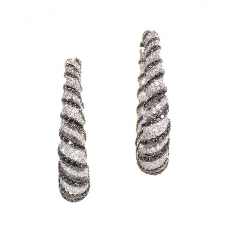 18K White Gold Zebra Hoop Earrings