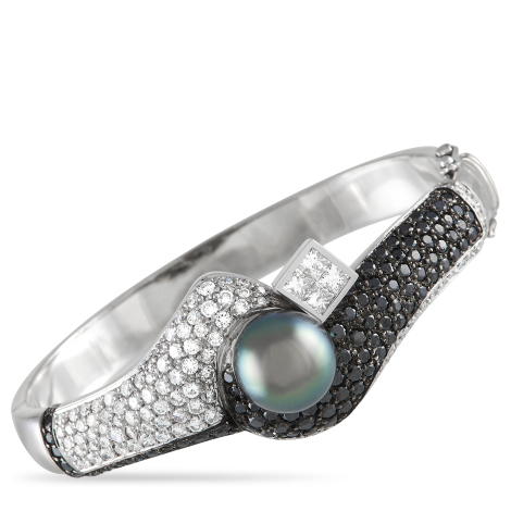 ADione 18K White Gold 4.30ct Diamond and Tahitian Pearl Bracelet