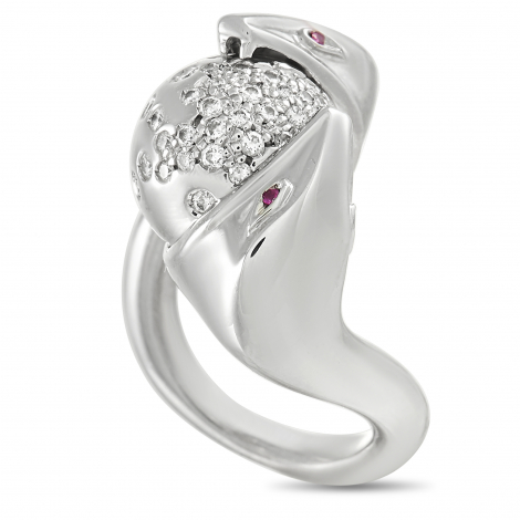 Boucheron 18K White Gold Diamond Serpent Ring 