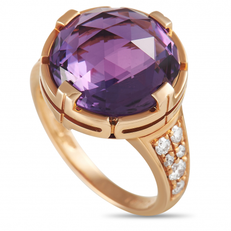 Bvlgari Parentesi 18K Rose Gold 0.30 ct Diamond and Amethyst Ring