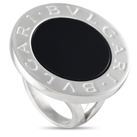 Bvlgari 18K White Gold Onyx Ring