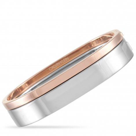 Calvin Klein Hook Stainless Steel Rose Gold PVD Closed Bangle Bracelet Set