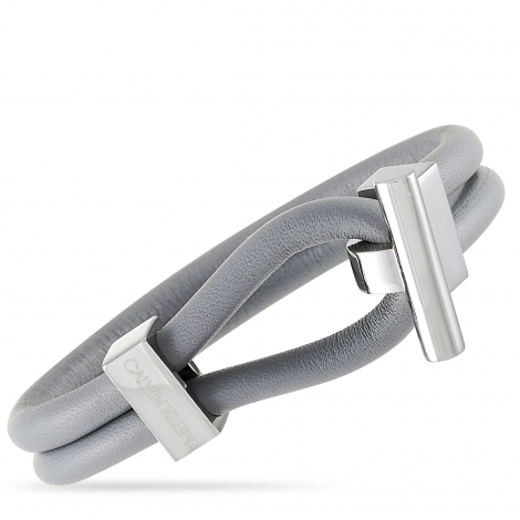 Calvin Klein Anchor Stainless Steel Gray Leather Bracelet