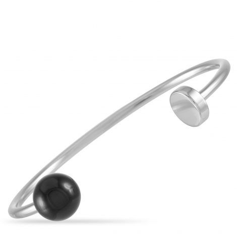 Calvin Klein Bubbly Stainless Steel Onyx Open Bangle Bracelet