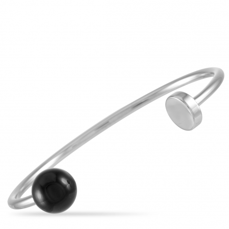 Calvin Klein Bubbly Stainless Steel Onyx Open Bangle Bracelet