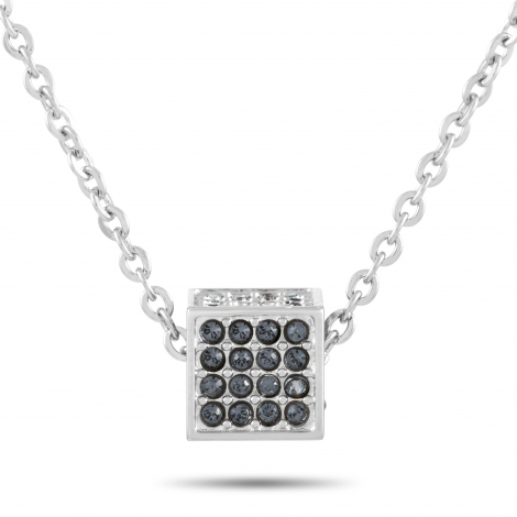 Calvin Klein Rocking Stainless Steel Gray Swarovski Crystal Necklace 