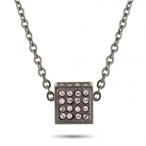 Calvin Klein Rocking Gray PVD-Plated Stainless Steel Light Amethyst Crystal Necklace