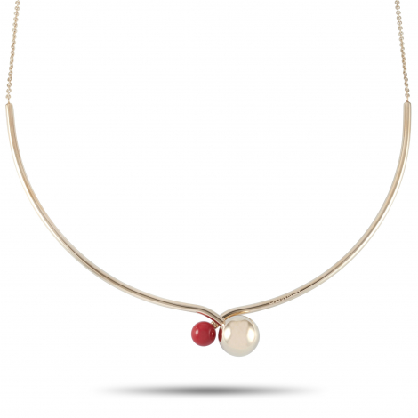 Calvin Klein Bubbly Champagne Gold PVD-Plated Stainless Steel Red Bead Necklace