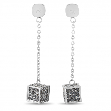 Calvin Klein Rocking Stainless Steel Gray Crystal Earrings