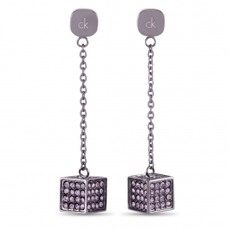 Calvin Klein Rocking Gray PVD-Plated Stainless Steel Light Amethyst Crystal Earrings