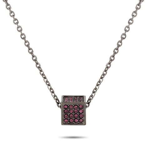 Calvin Klein Rocking Gray PVD-Plated Stainless Steel Amethyst Crystal Necklace