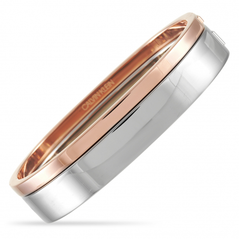 Calvin Klein Hook Stainless Steel Rose Gold PVD Closed Bangle Bracelet Set