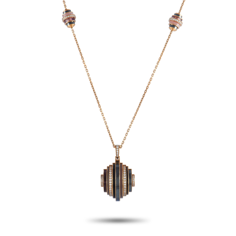 Cartier Collier Nouvelle Vague 18K Rose Gold Diamond, Hematite, Amethyst, Opal Rose, and Quartz Necklace