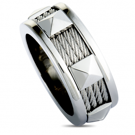 Charriol Forever Stainless Steel Cable Band Ring