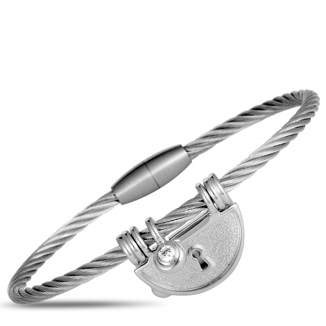 Charriol My Heart Sterling Silver and Cubic Zirconia Bangle Bracelet