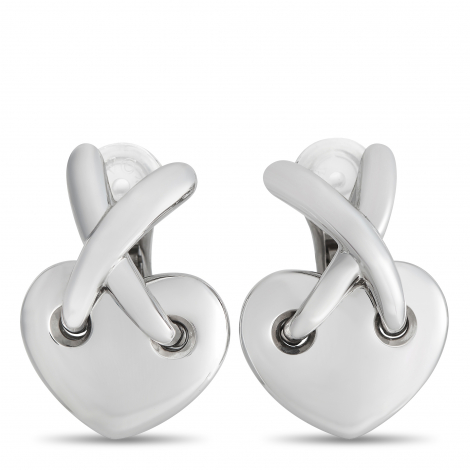 Chaumet 18K White Gold Heart Clip-On Earrings