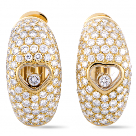 Chopard Happy Diamonds 18K Yellow Gold Floating Diamond Heart Earrings