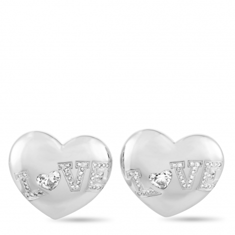 Chopard 18K White Gold Diamond Heart Earrings