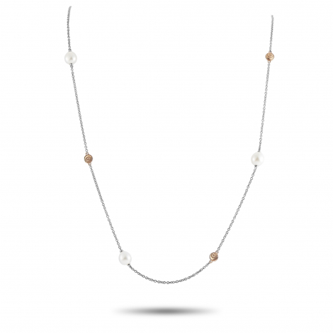 Damiani 18K White and Rose Gold Pearl Necklace