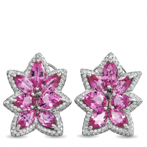 De Grisogono 18K White Gold 1.94ct Diamond and Pink Sapphire Earrings 