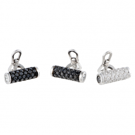 de Grisogono Accessoire 18K White Gold Full White and Black Diamonds Tuxedo Toggle Buttons Set