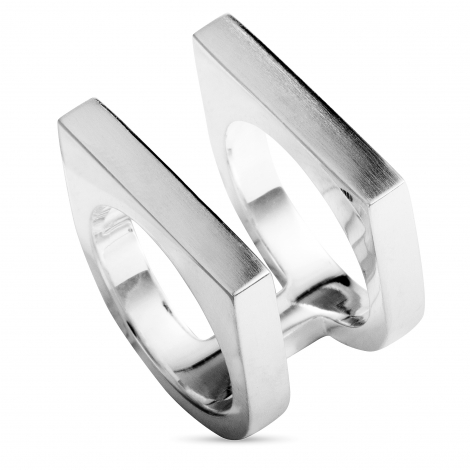 Georg Jensen Aria Silver Flat Two Band Ring