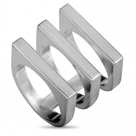 Georg Jensen Aria Silver Flat Three Band Ring