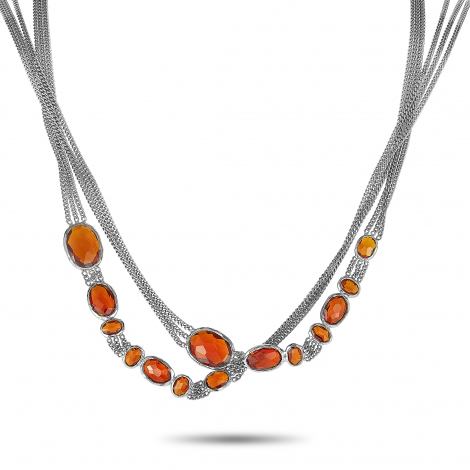 Gucci Raindrop Silver and Synthetic Orange Stone Necklace