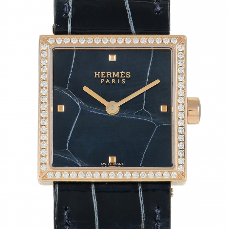 Hermès Carré Cuir Rose Gold Diamond Ladies Watch