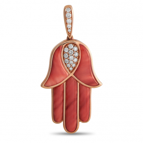 Kabana 14K Rose Gold 0.33 ct Diamond and Spiny Hamsa Hand Pendant