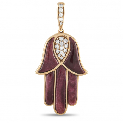 Kabana 14K Yellow Gold 0.33 ct Diamond and Spiny Hamsa Pendant