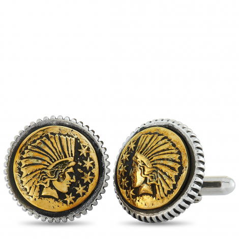 King Baby Silver Liberty Headdress Concho Cufflinks