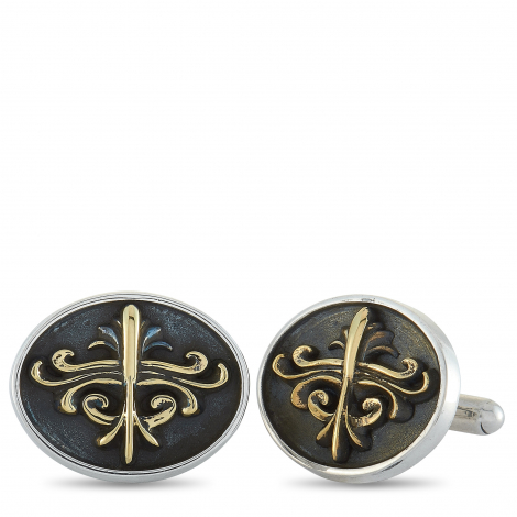 King Baby Silver Scroll Shield Cufflinks