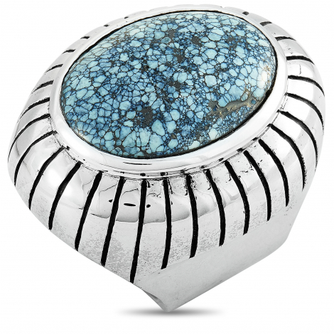 King Baby Silver and Spotted Turquoise Ring